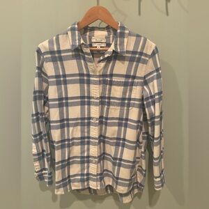Madewell Cream and Blue Checkered Button-Down Shirt